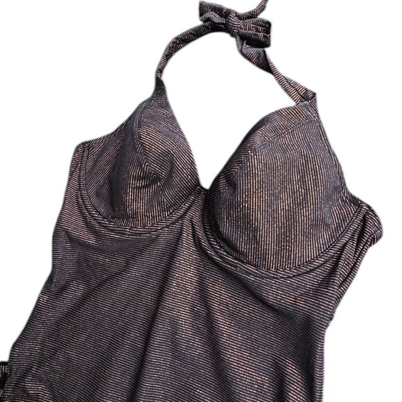 Freya Womens One Piece Swimsuit, Metallic, Underwire Support, Halter, 34DD - Picture 5 of 6